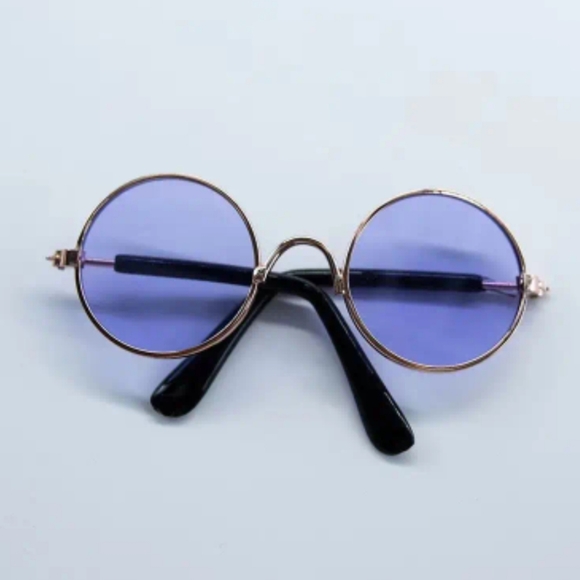 🍄Gold Wireframe Round Retro Cat / Pet Sunglasses - Picture 3 of 4